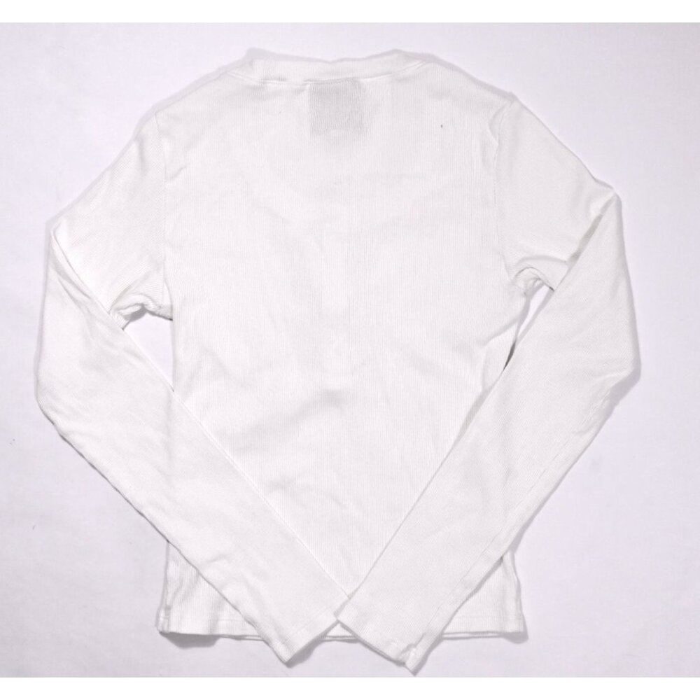 Reformation Jayden Long Sleeve Henley Tee in White - Picture 4 of 5
